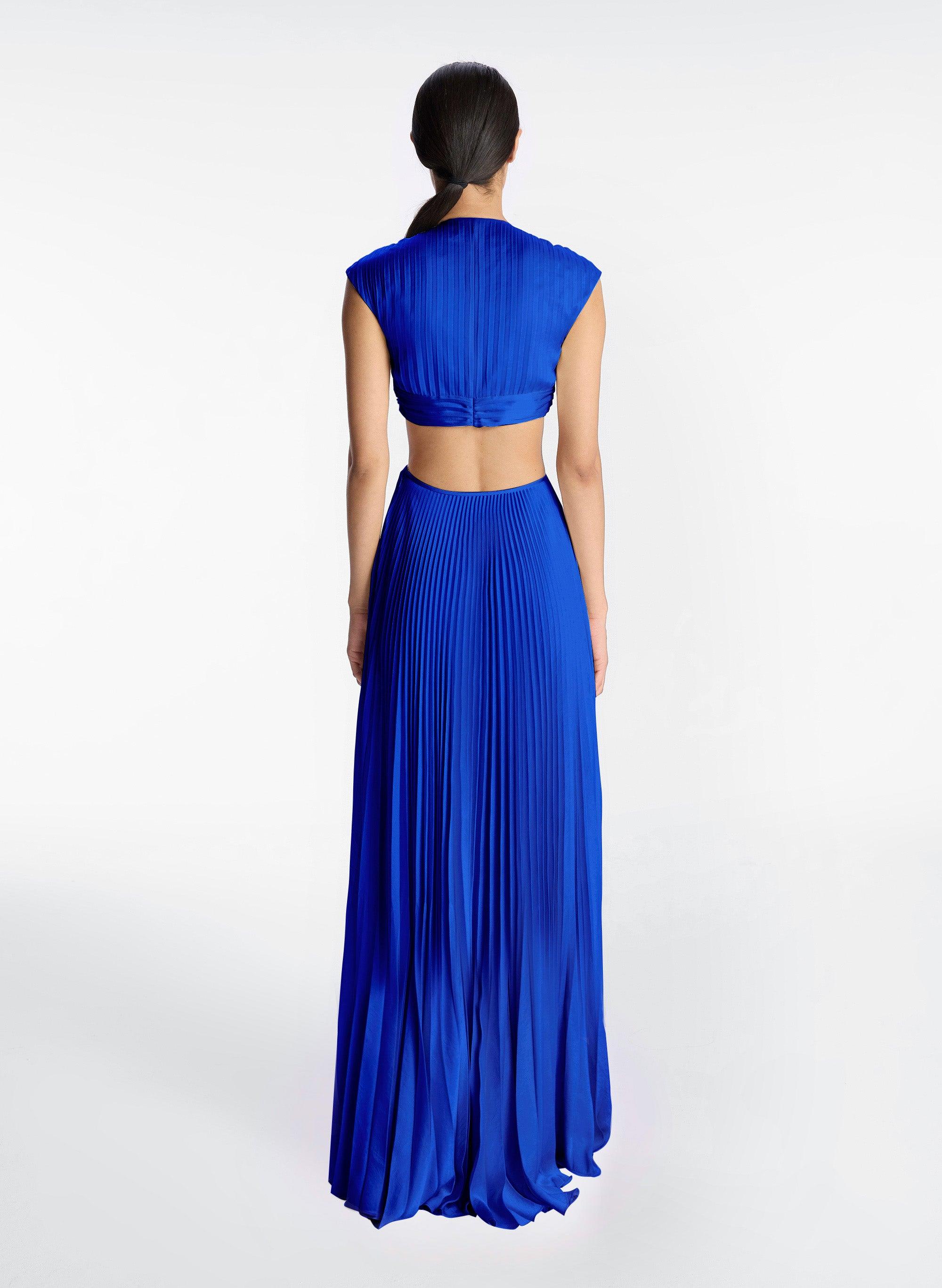A.L.C. Alejandra Satin Pleated Dress in Blue | Lyst A.L.C. Alejandra Satin Pleated Dress in Blue | Lyst
