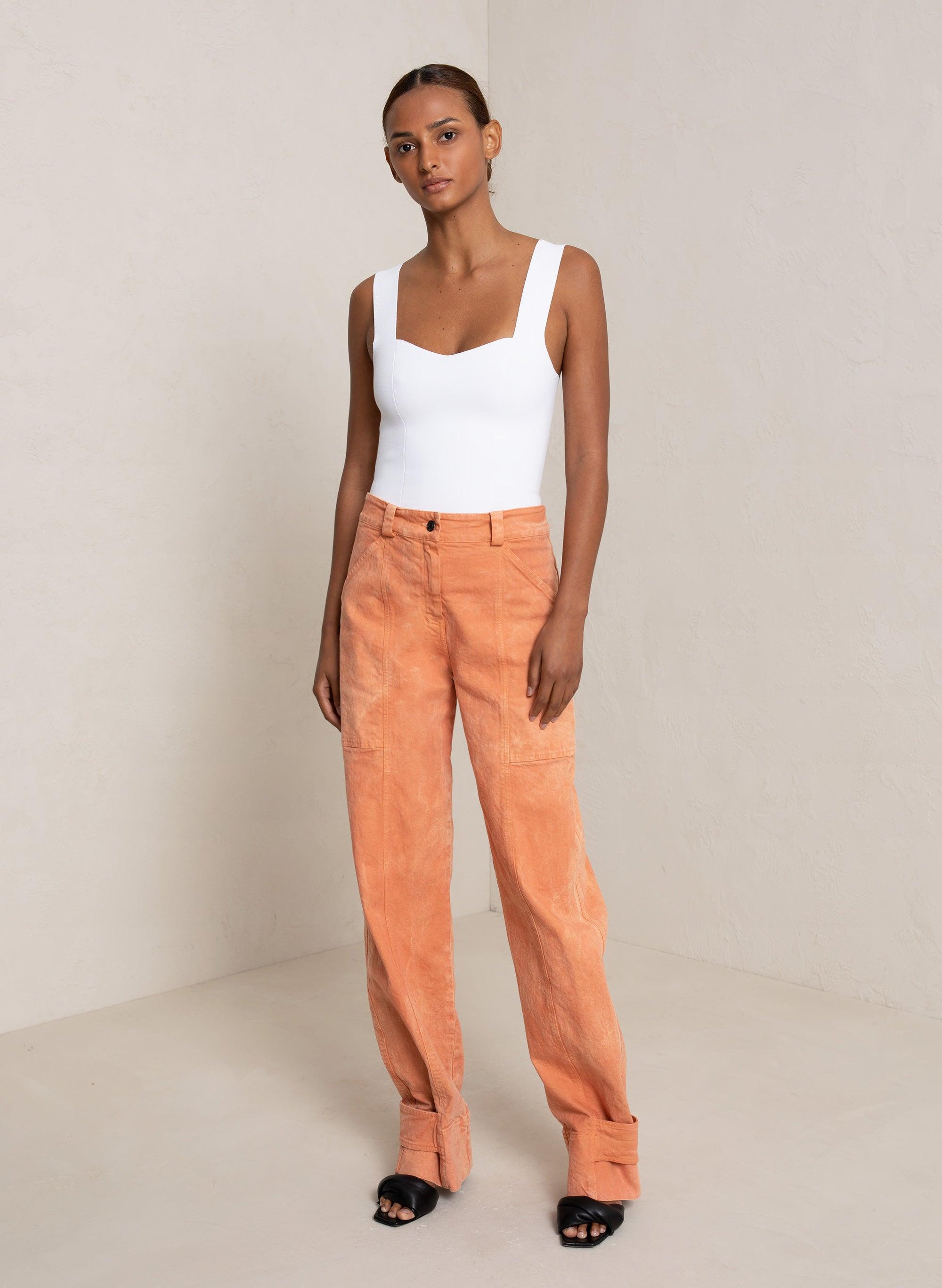 A.L.C. Briar Stretch Cotton Pant in Orange | Lyst