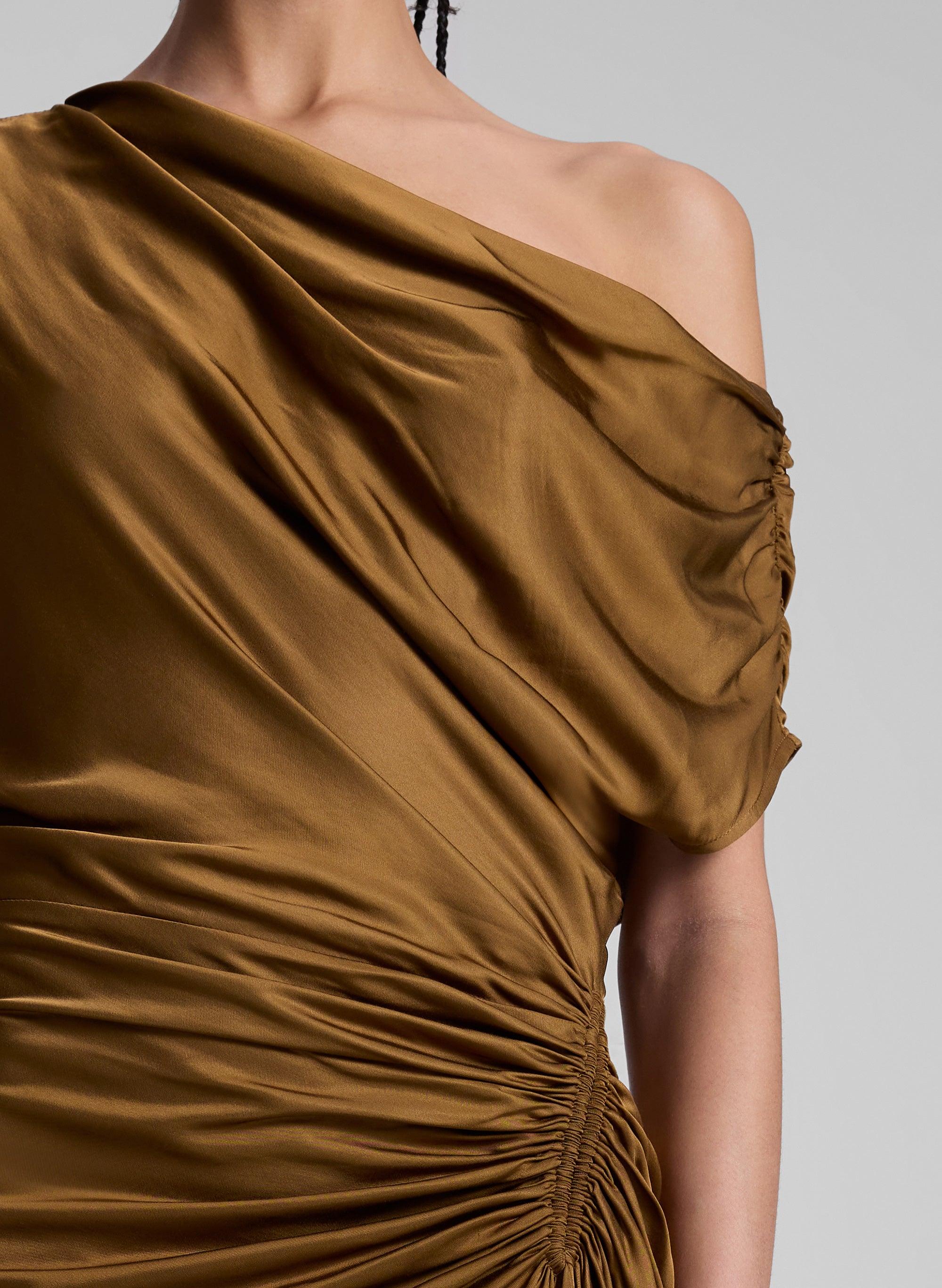 alc penny satin midi dress A.L.C. Penny Satin Midi Dress in Natural