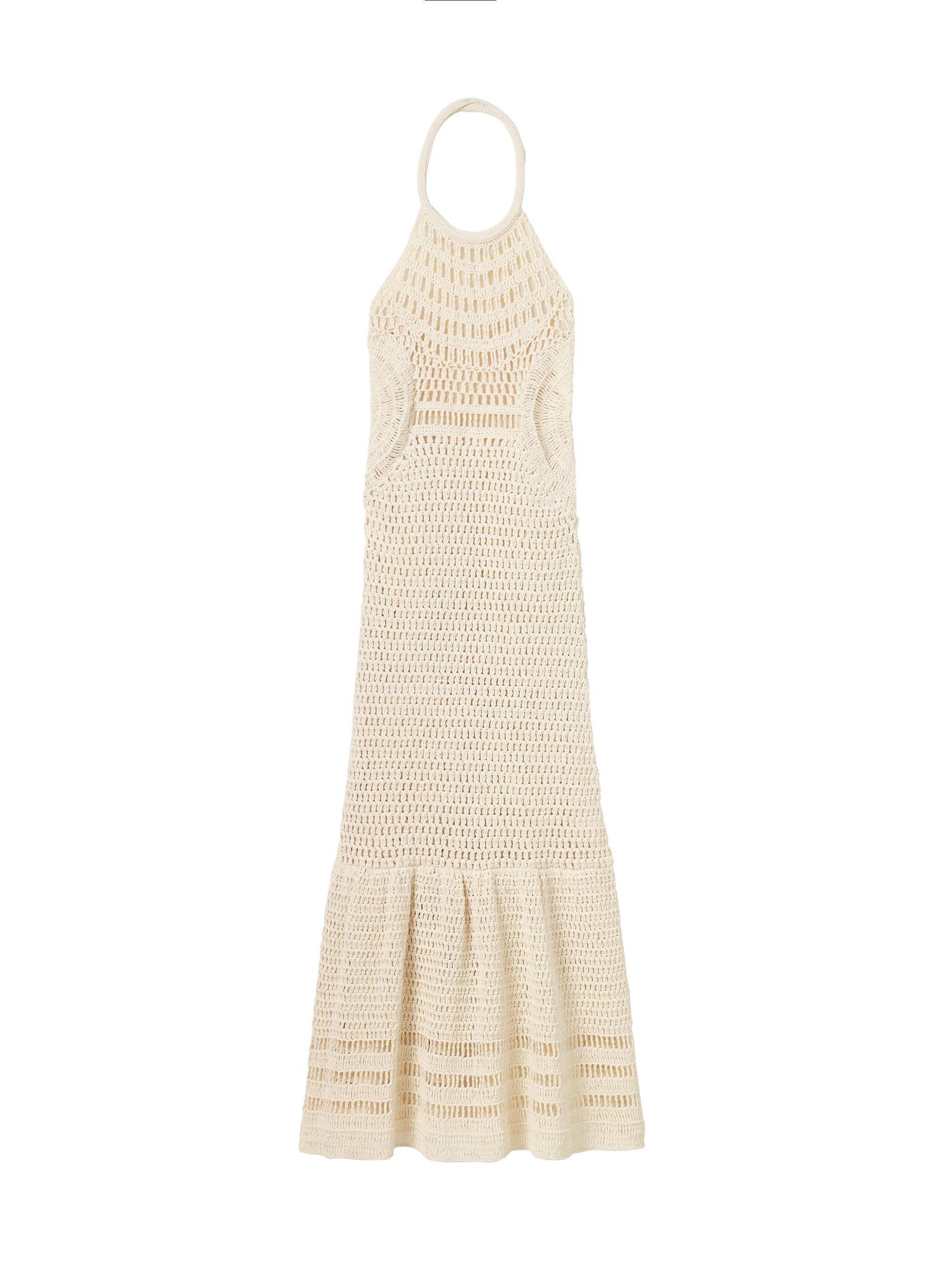 A.L.C. Antonia Crochet Halter Dress in White
