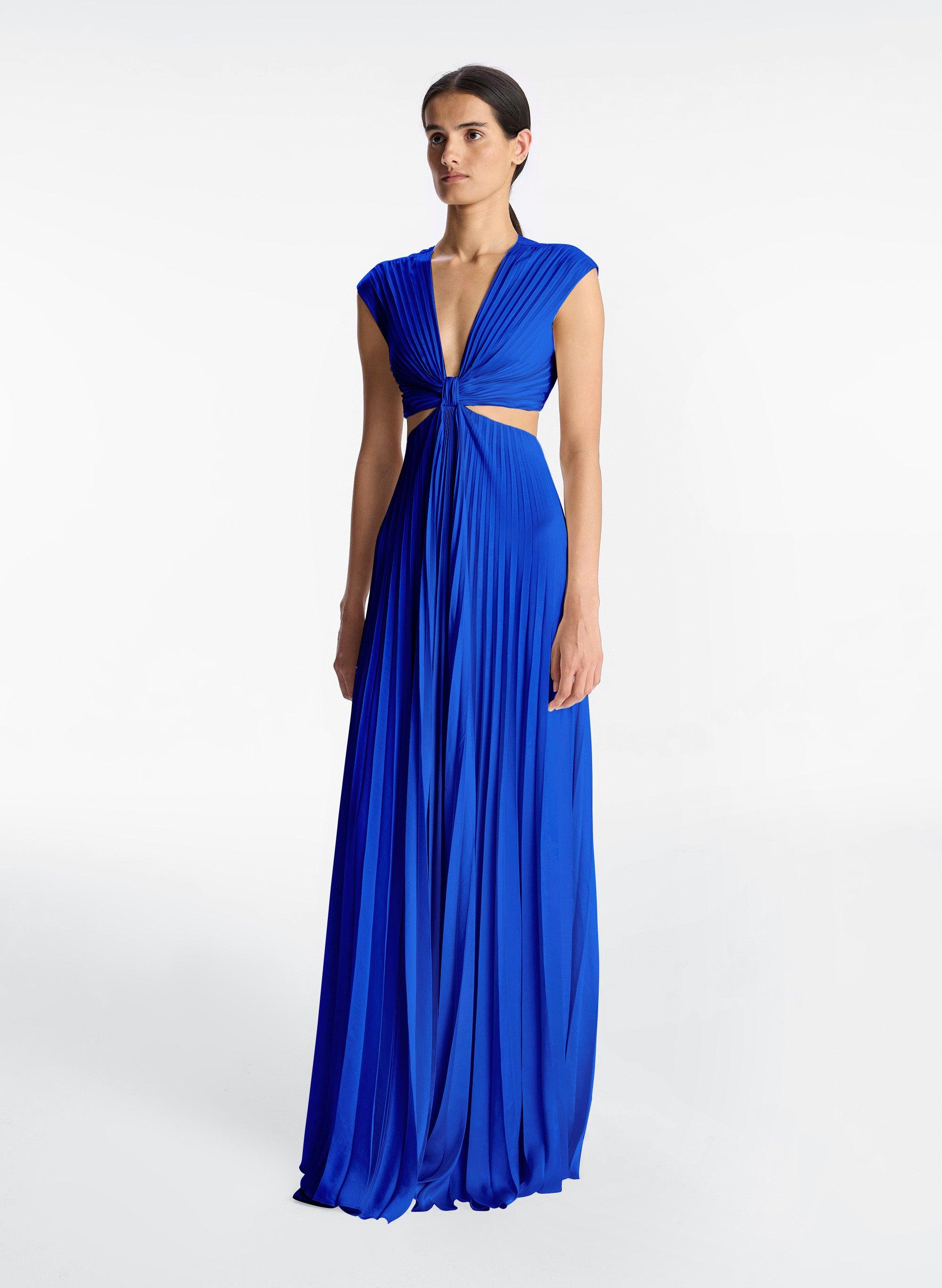 A.L.C. Alejandra Satin Pleated Dress in Blue | Lyst A.L.C. Alejandra Satin Pleated Dress in Blue | Lyst