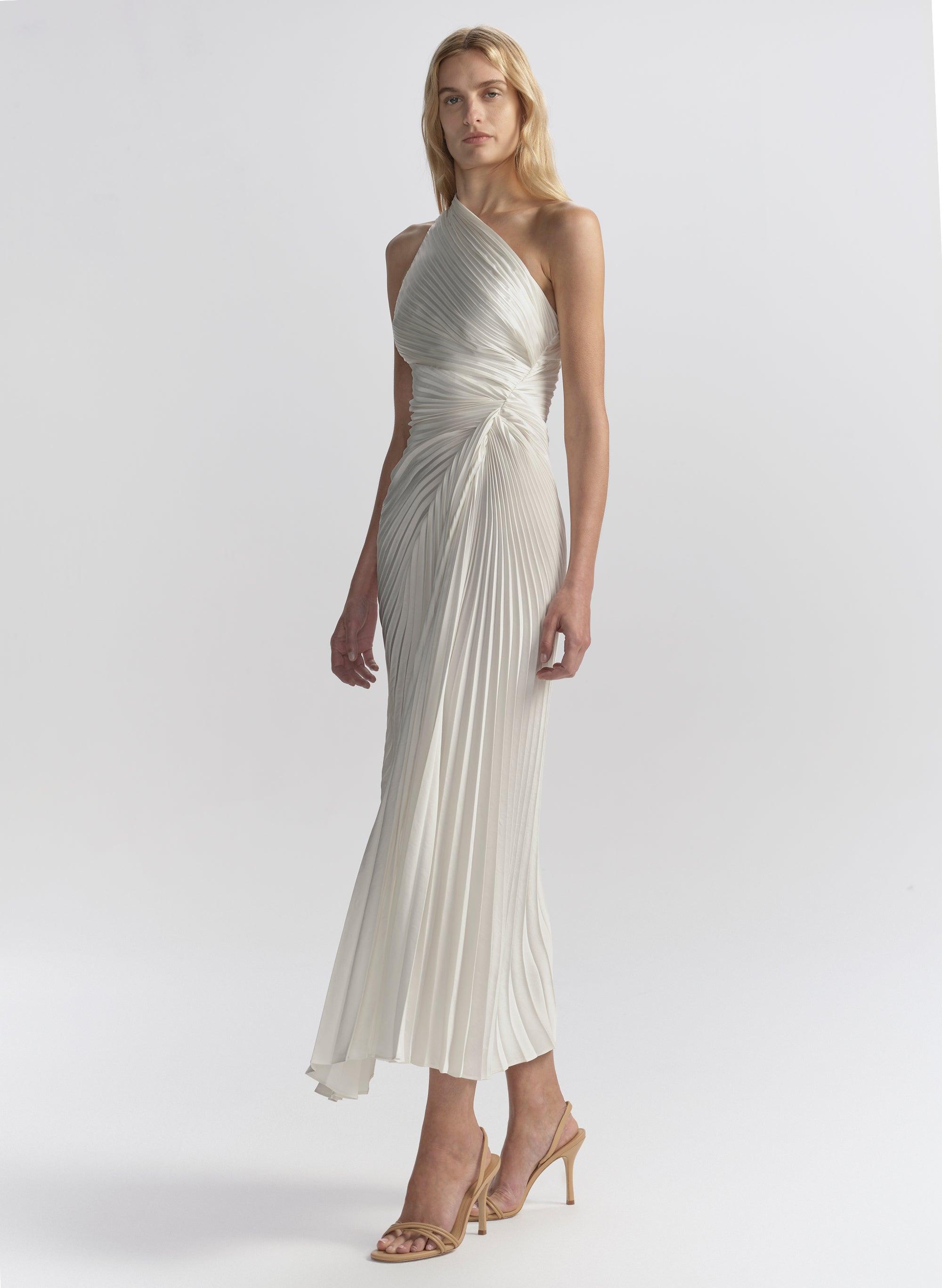 strapless open back dress Eloise White Mesh Panel Maxi Dress with Satin Stripes