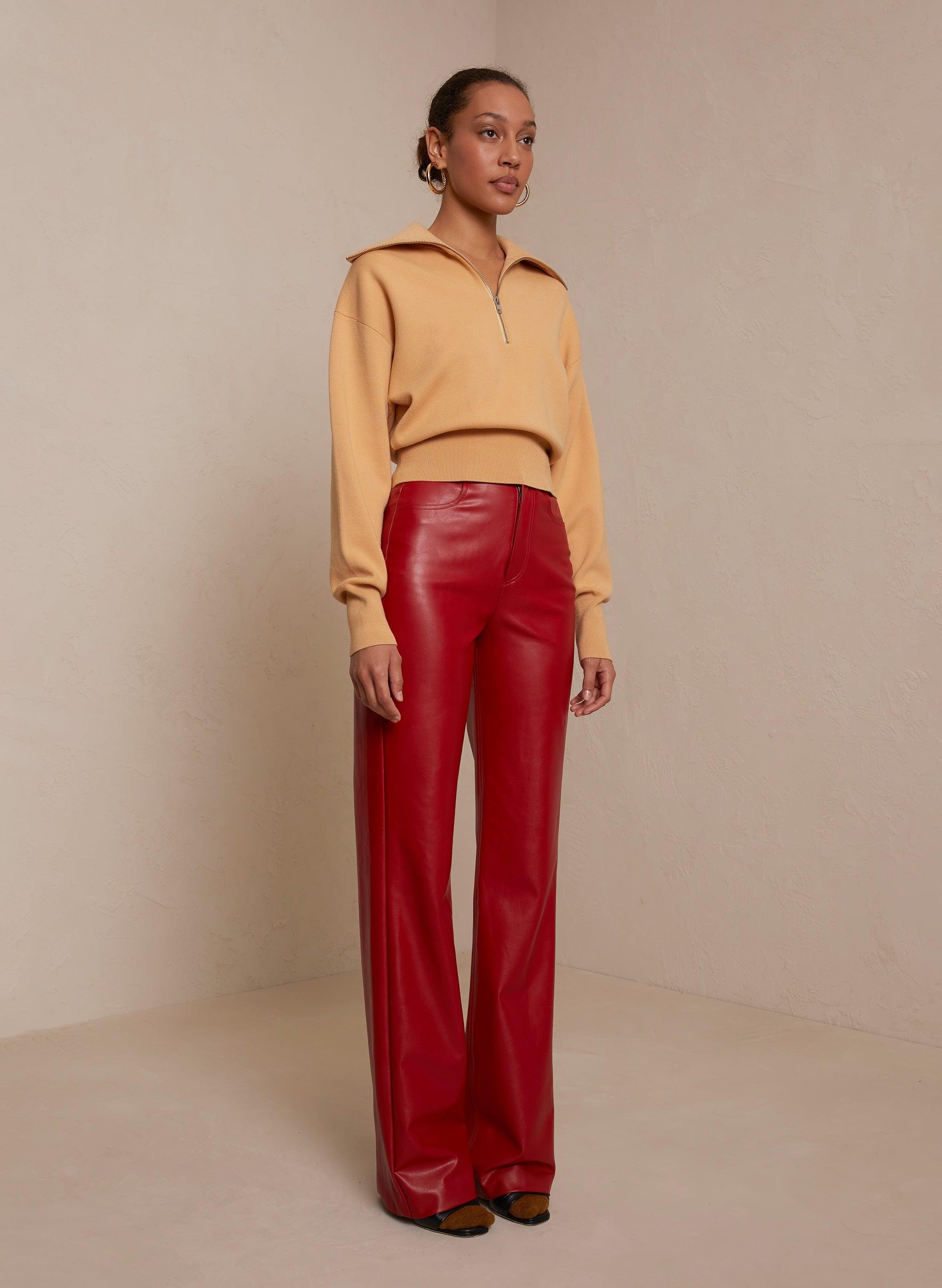 A.L.C. Christopher Vegan Leather Pant in Red