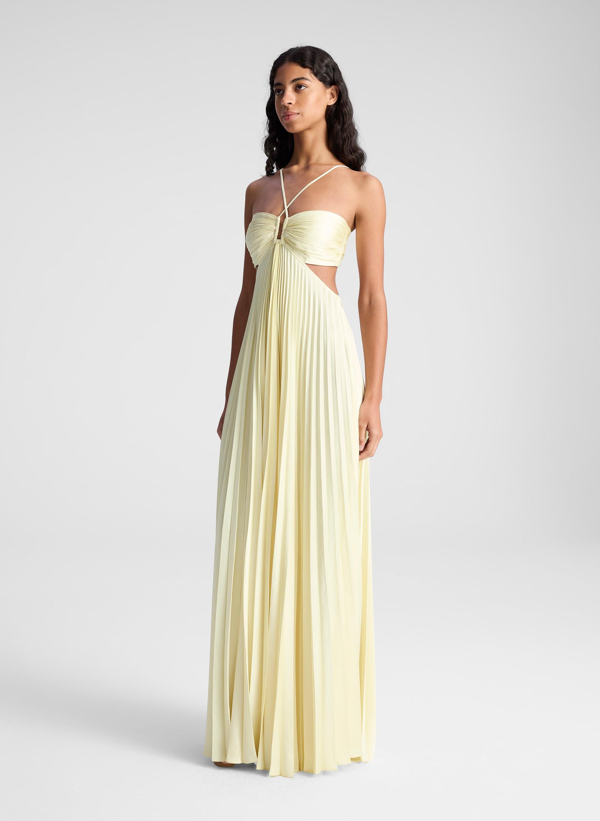 strapless open back dress Fleur Pleated Gown | Collage Floral main image 1
