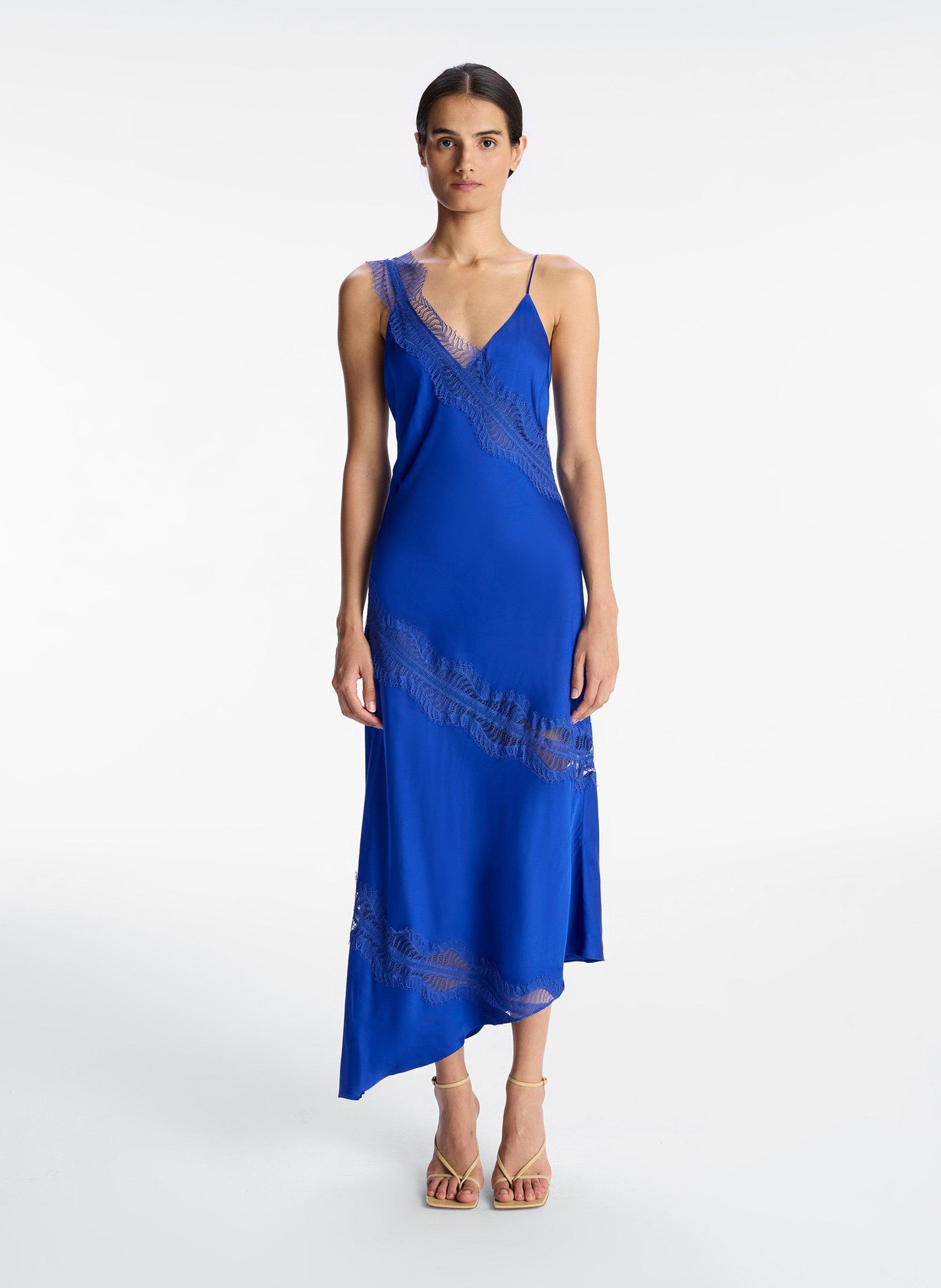 A.L.C. Soleil Lace Midi Dress in Blue | Lyst A.L.C. Soleil Lace Midi Dress in Blue | Lyst
