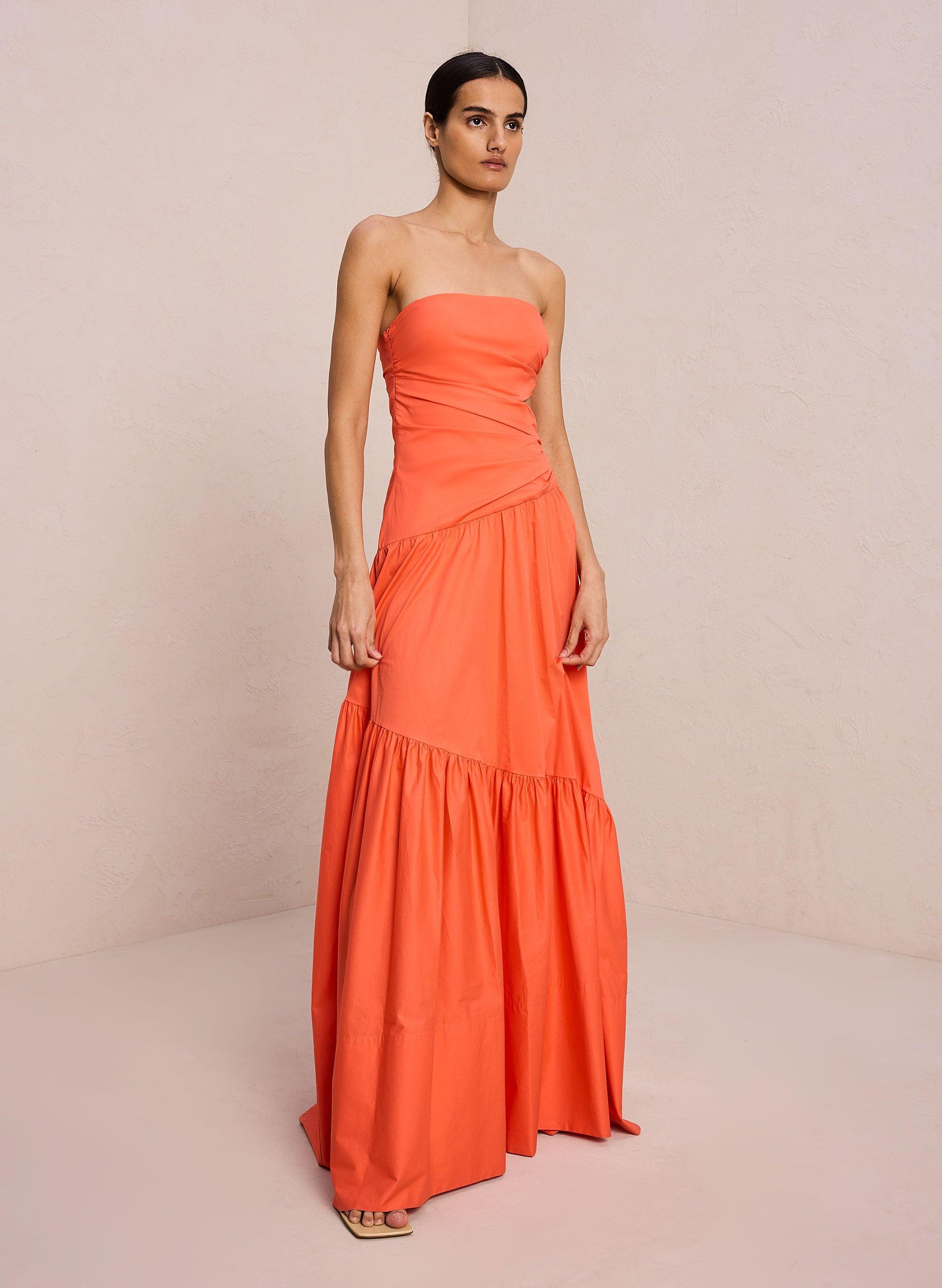 A.L.C. Lark Strapless Maxi Dress in Orange | Lyst