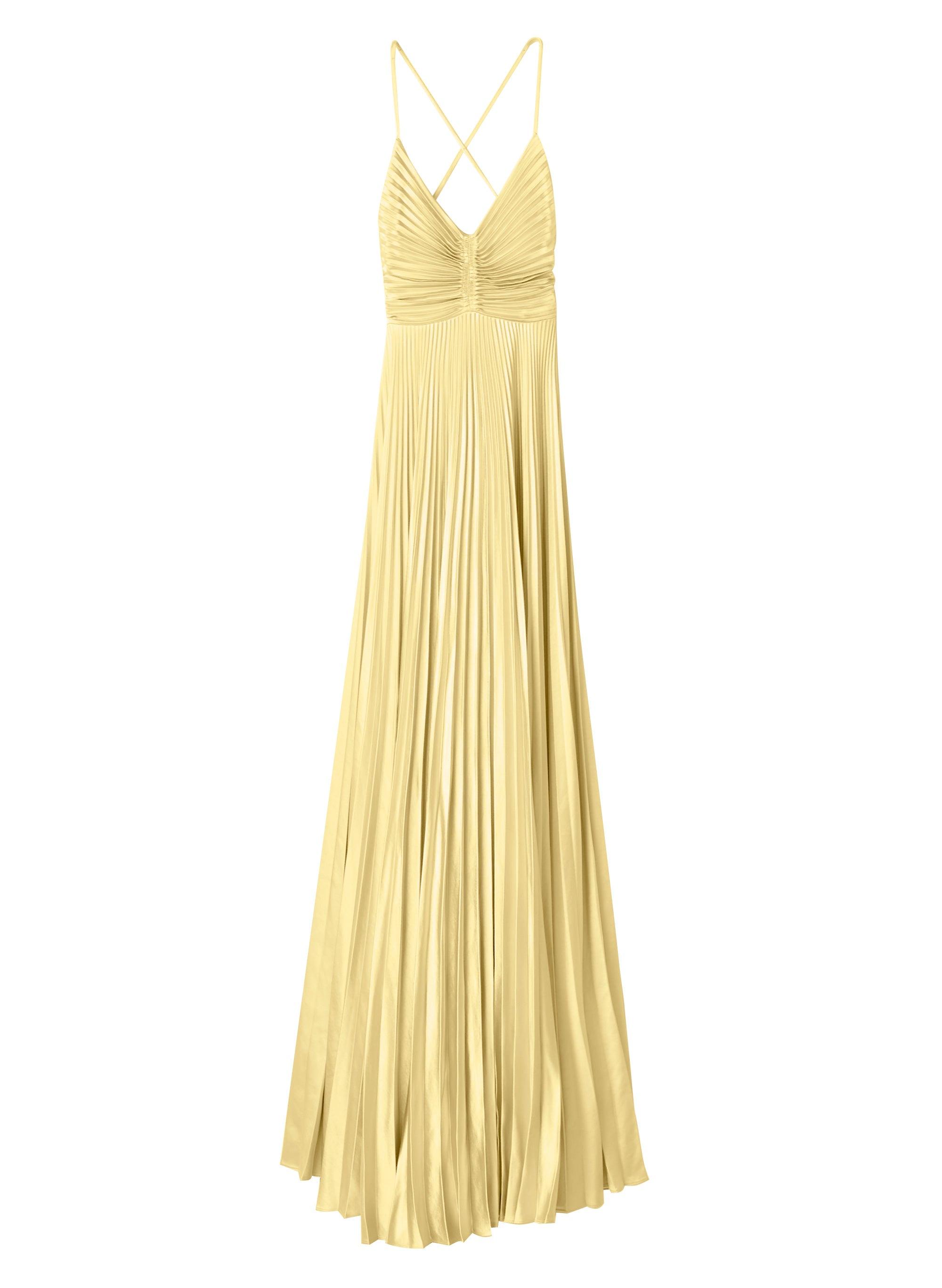 A.L.C. Aries Satin Pleated Dress in Yellow | Lyst