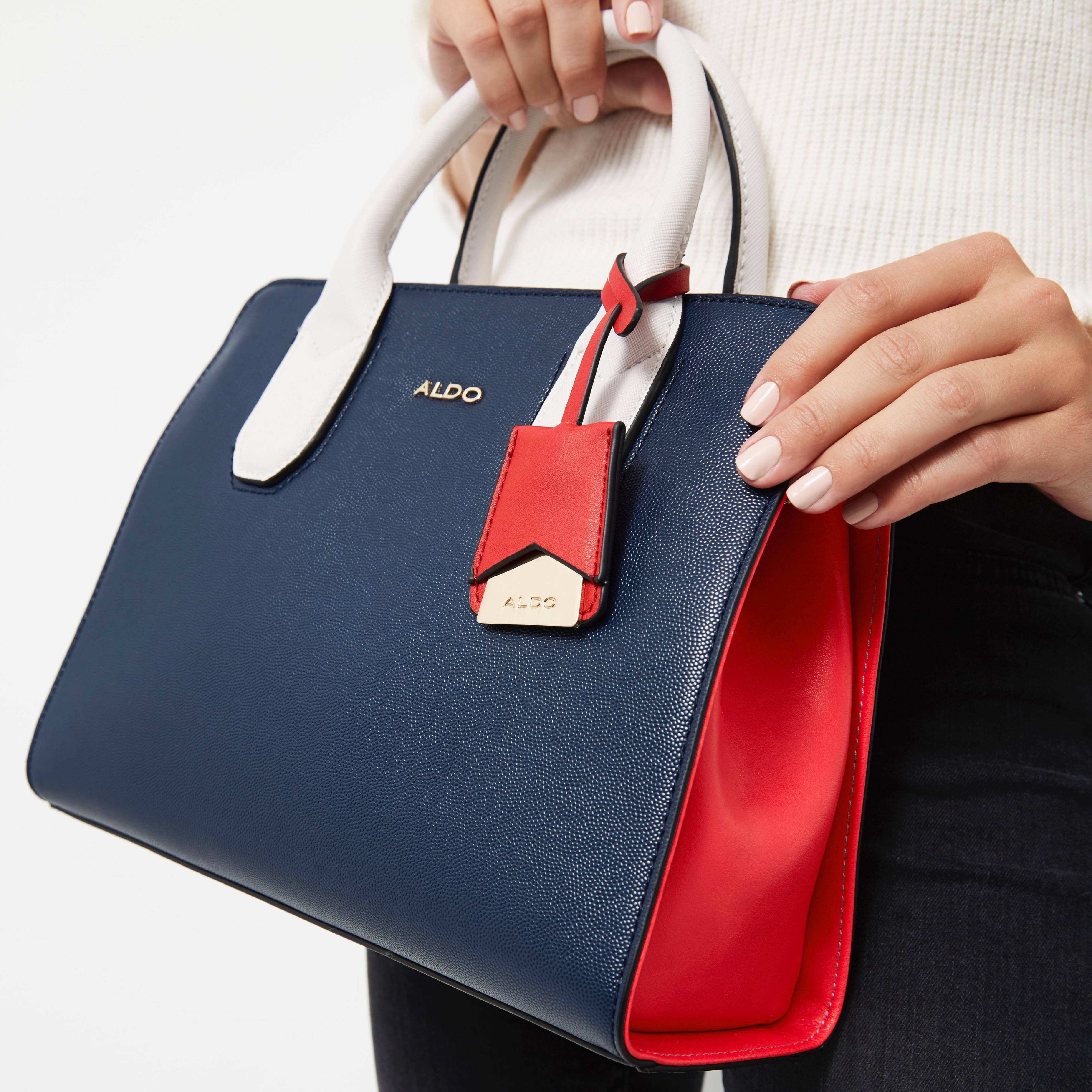 navy and red bag