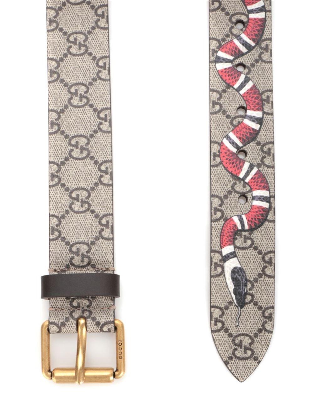 Gangster Solformørkelse bjælke Gucci Canvas Snake Print Gg Supreme Belt for Men - Save 35% - Lyst