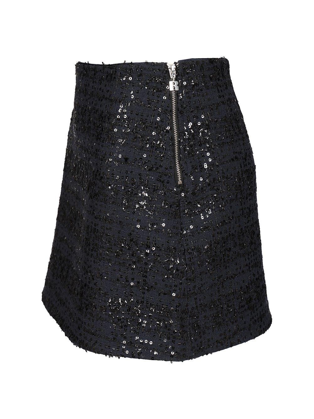 ミニスカート Rotate Birger Christensen Navy Blue Boucle Mini Skirt Sheer Knit Midi Skirt Black - ROTATE Birger Christensen