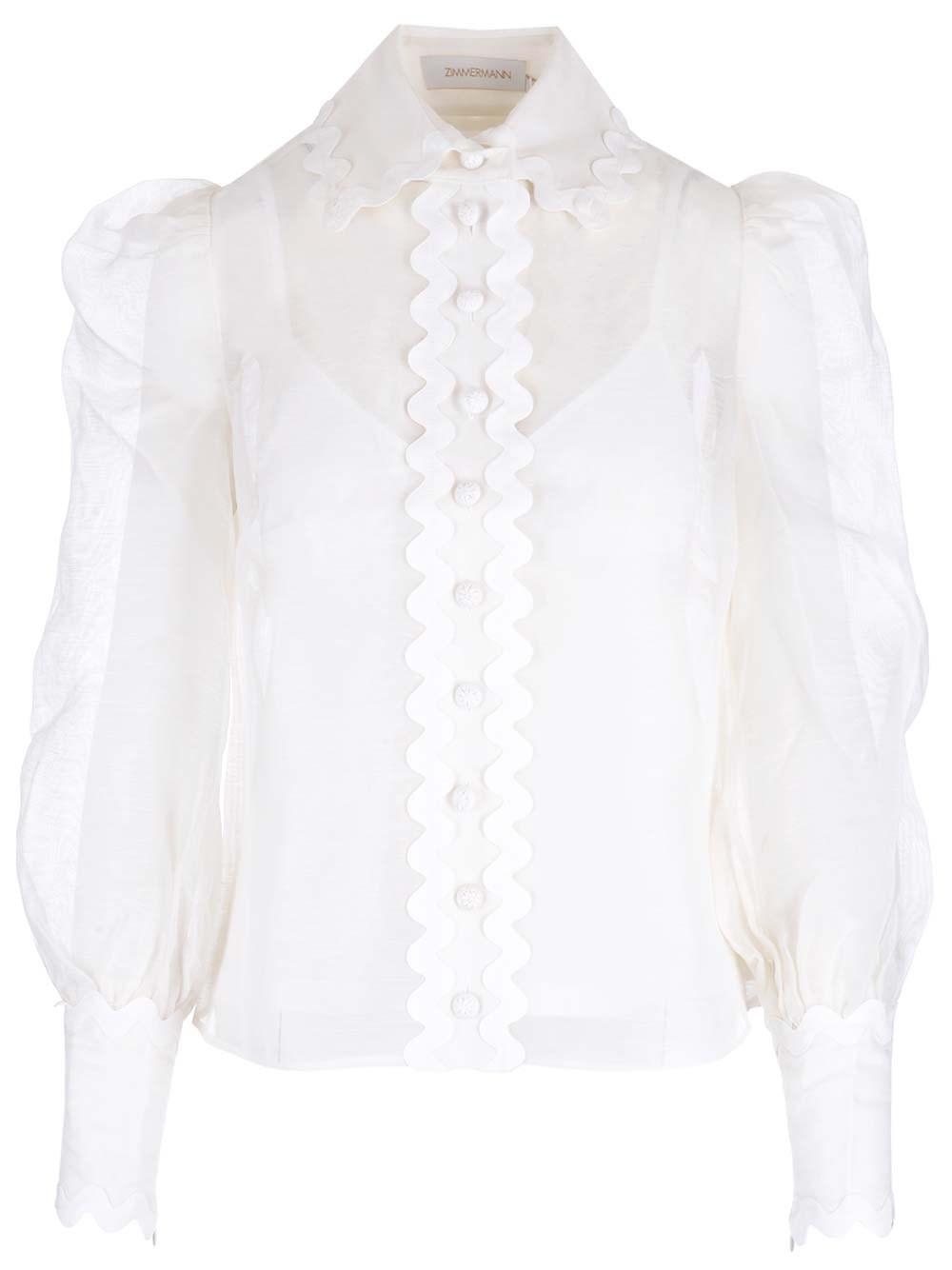 Zimmermann Organza Shirt In Linen And Silk in White | Lyst