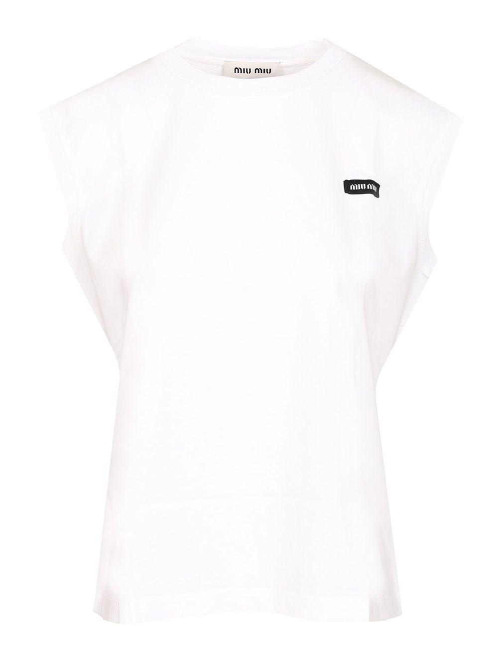 Tシャツ・カットソー MIU MIU Perforated cachemire silk top Bianco 45691442-1_4.jpg