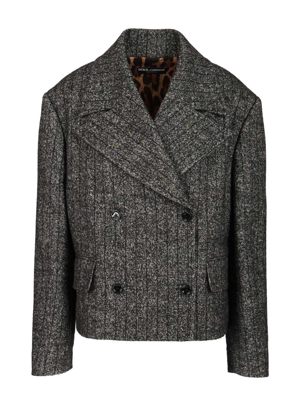 ジャケット Dolce&Gabbana Anthracite grey tweed double-breasted jacket Dolce&Gabbana Anthracite grey tweed double-breasted jacket