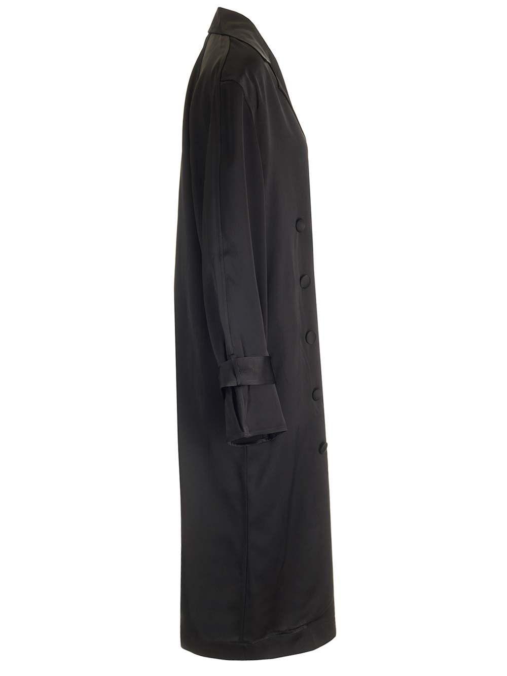 TOTEME Satin Trench Coat in Black | Lyst