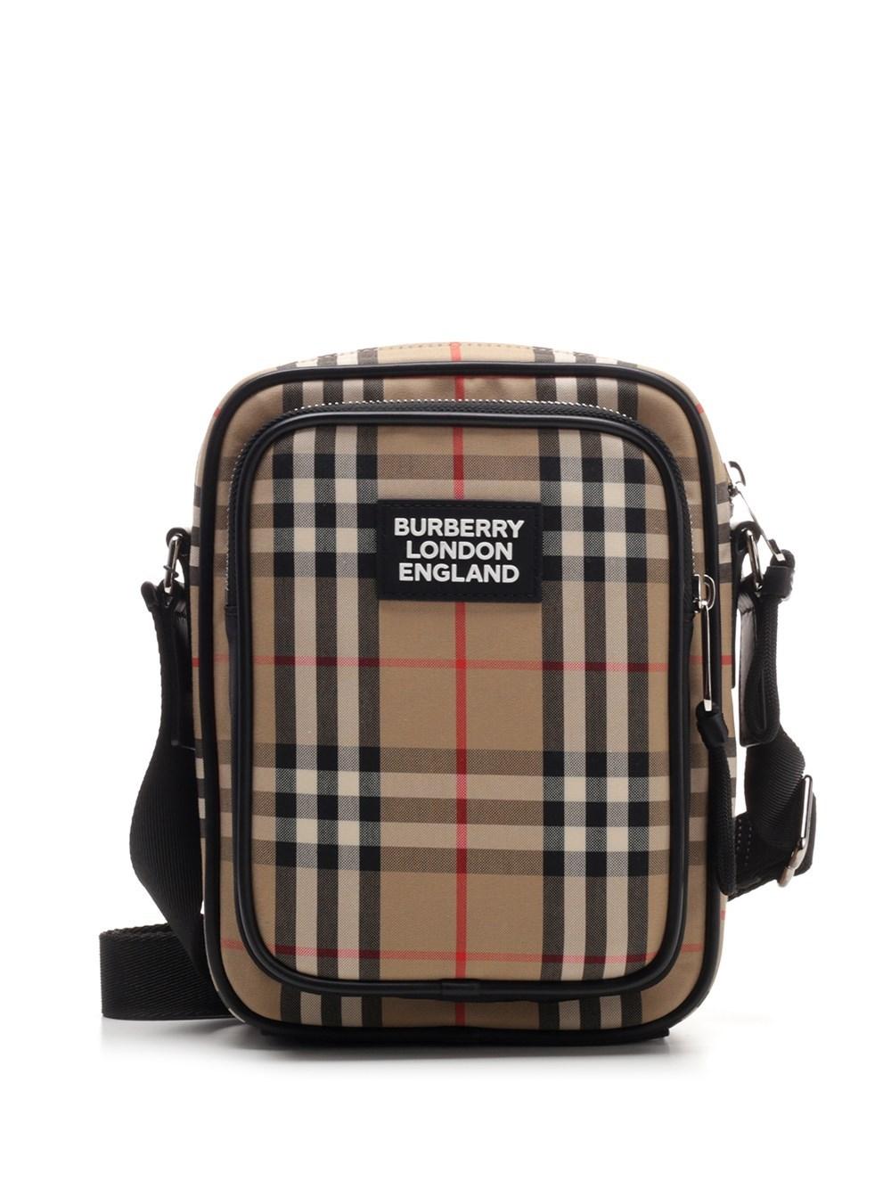 Burberry Messenger Bag With Check Motif in Natural for Men | Lyst