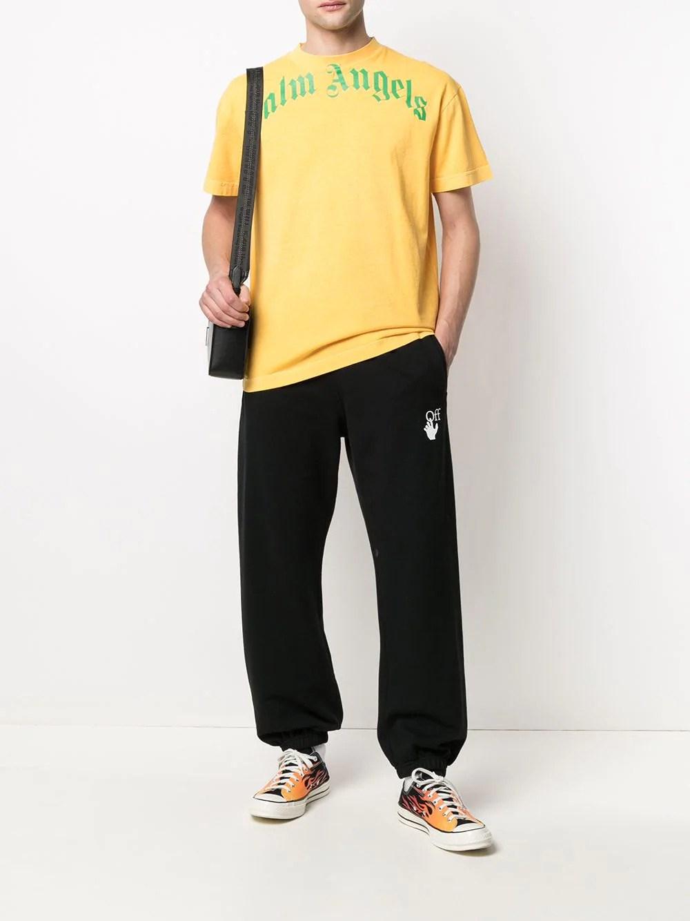 palm angels t shirt black and yellow