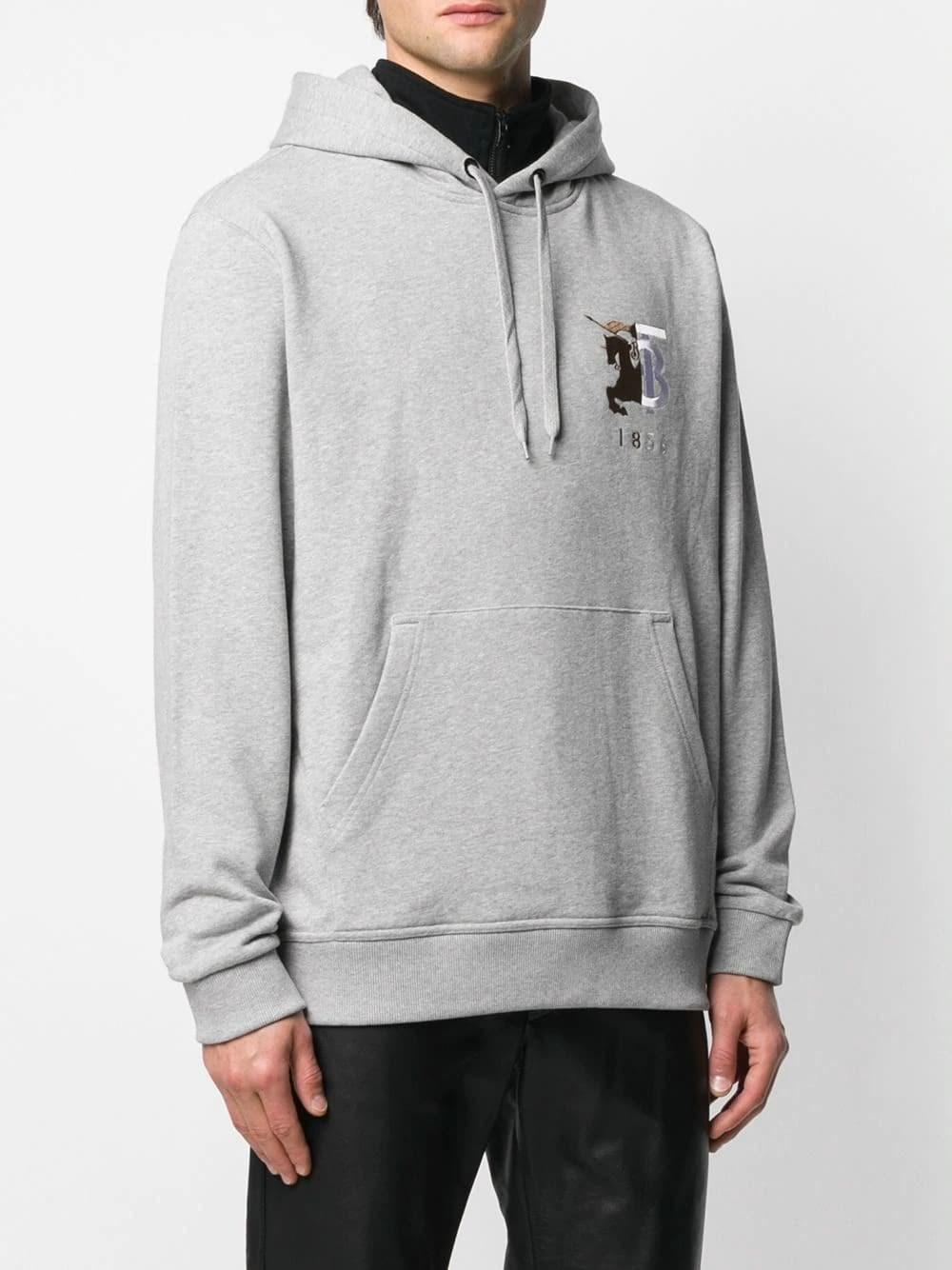 Burberry 1856 Embroidered Logo Hoodie in Gray Lyst