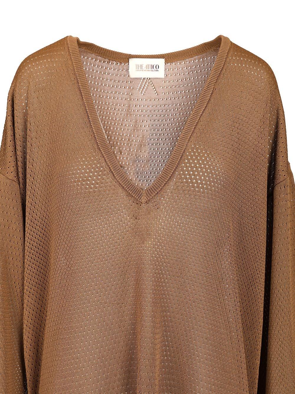 The Attico Openwork Mini Dress in Natural | Lyst