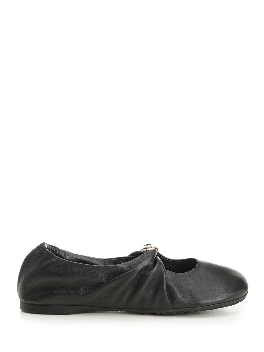 Loewe Ballerina Toy ラインストーンシューズ Loewe Ballerina Toy black leather and rhinestones - Shoes
