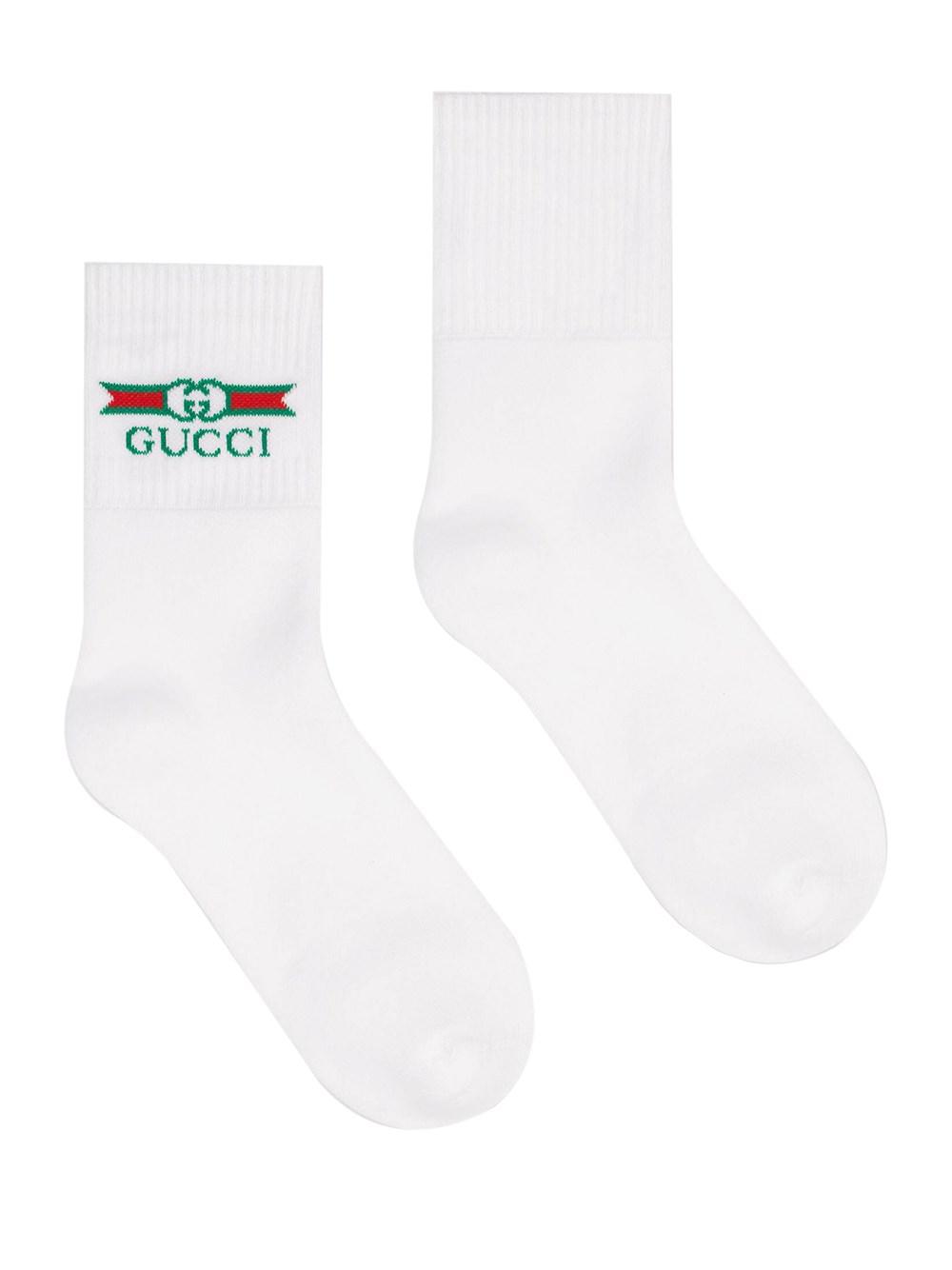 Gucci Cotton Fake Logo Sock in White for Men - Lyst