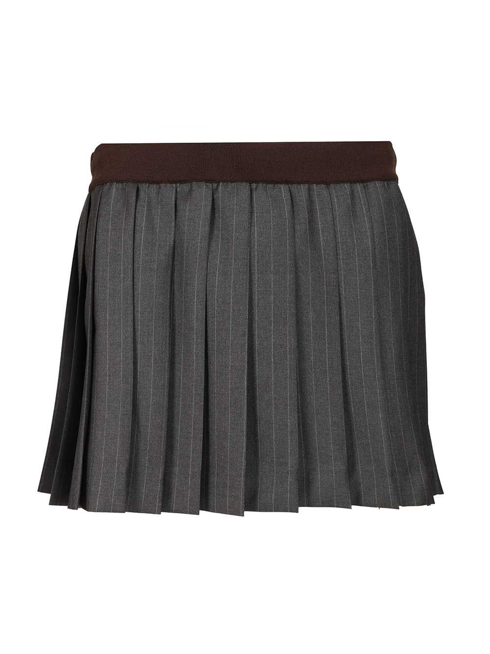 スカート MIU MIU Panama pleated mini skirt with belt Marrone Panama pleated mini skirt with belt MIU MIU - Nugnes1920
