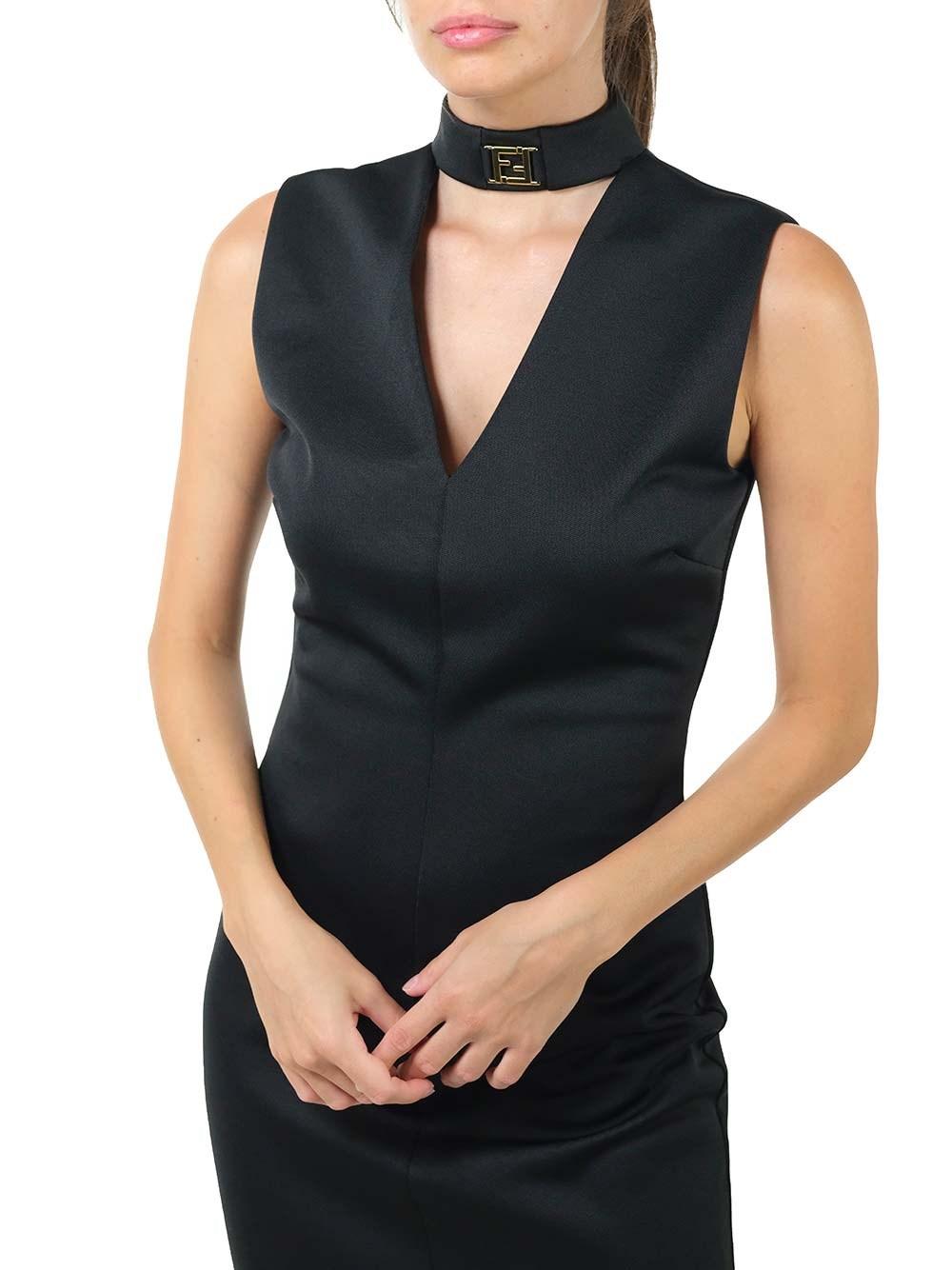 Fendi Midi Dress In Black Jersey | Lyst