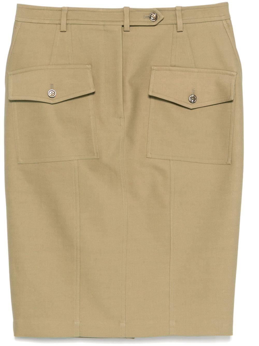 Tom Ford Stretch Cotton Twill Midi Skirt Skirts in Natural