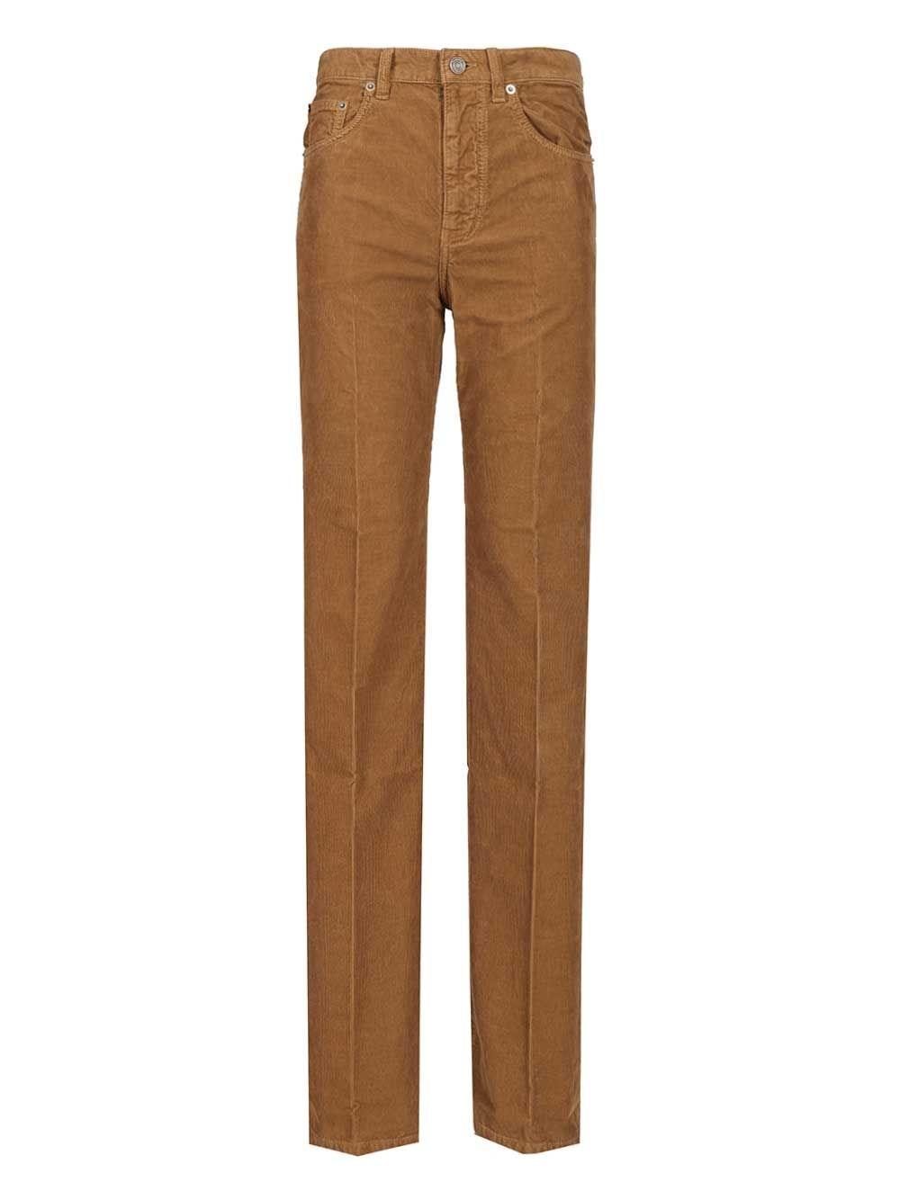 パンツ SAINT LAURENT CAMEL COTTON PANT SAINT LAURENT Belted pleated cotton-twill straight-leg pants