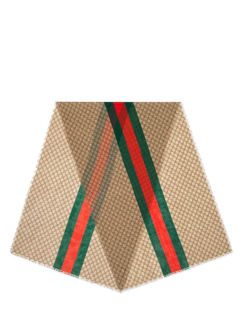 Gucci GG Wool Stole With Web in Natural | Lyst