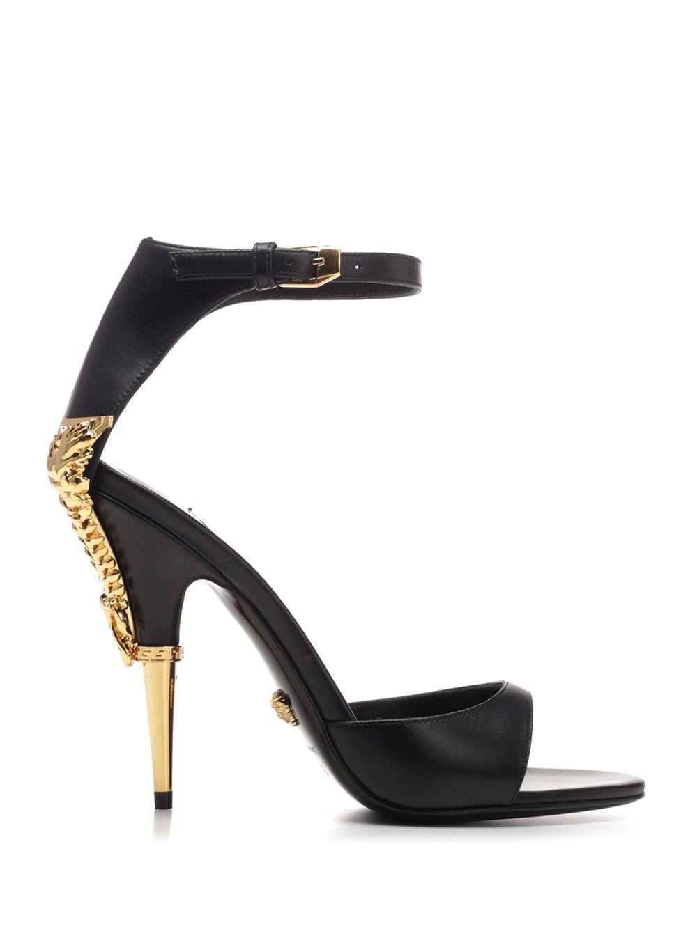 Versace Leather Virtus Sandals in Black - Lyst