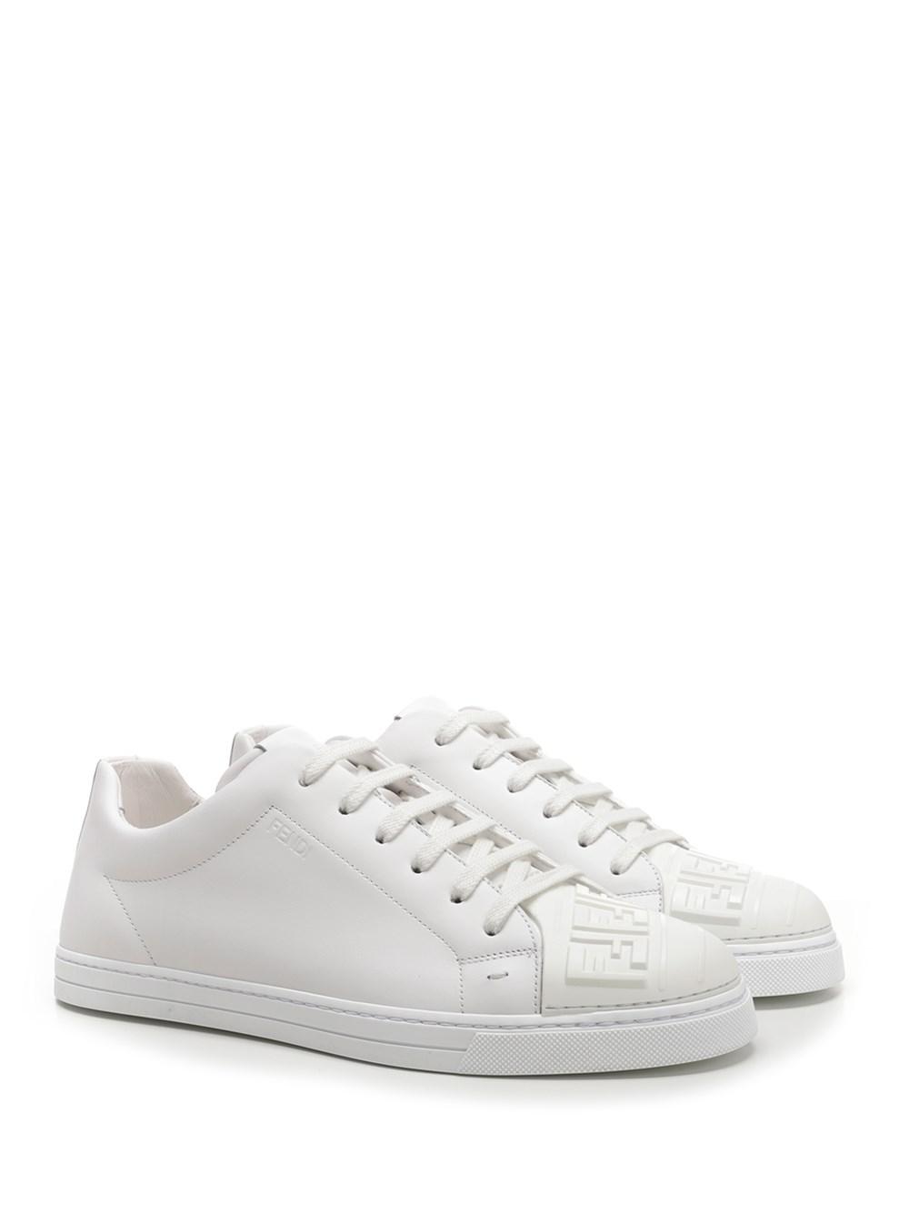 Fendi Leather White Sneakers With Logo for Men - Lyst