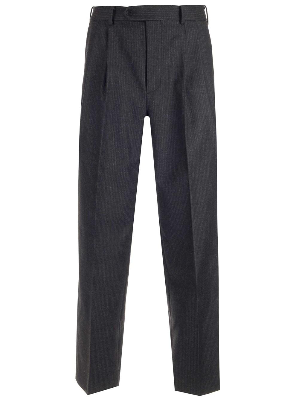 AURALEE Charcoal Pinstripe Trousers in Blue for Men | Lyst