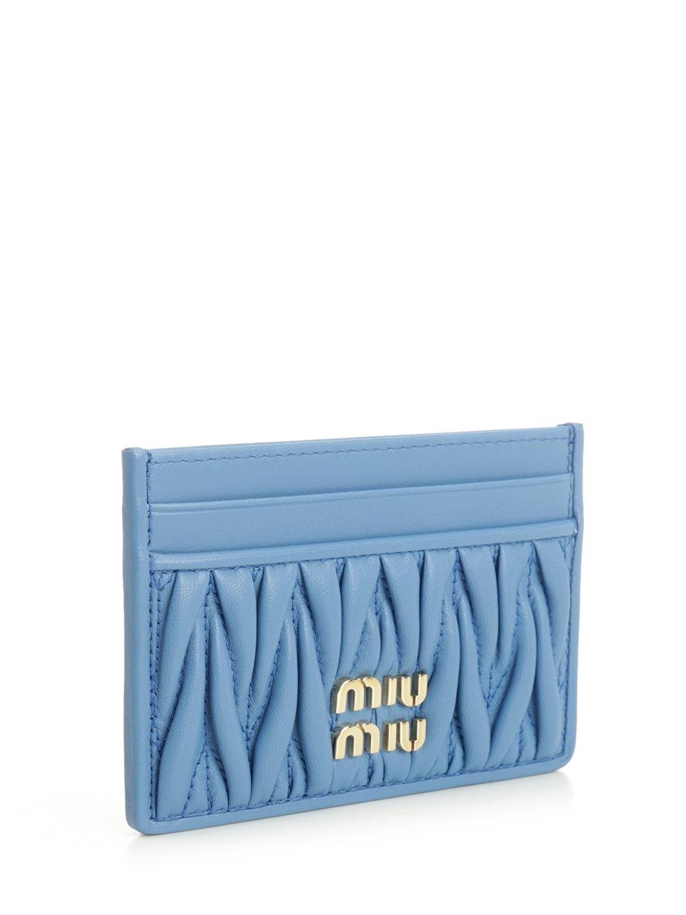 カードケース・名刺入れ MIU MIU LIGHT BLUE LEATHER CARD HOLDER Miu Miu Light Leather Card Holder in Blue | Lyst