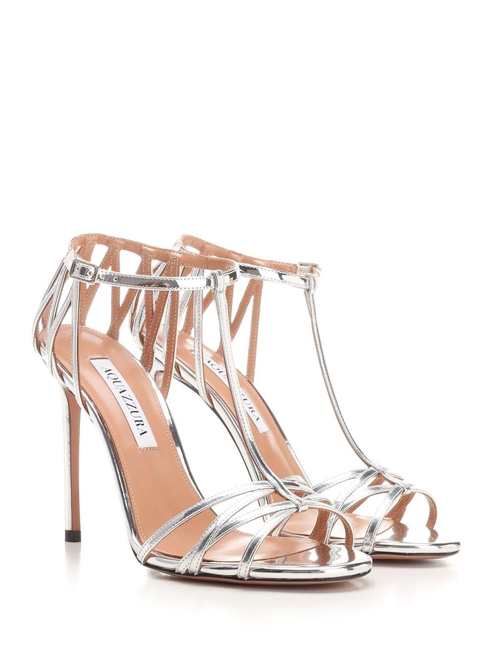 サンダル・ミュール Aquazzura \"Forever More\" mirror-effect sandals Aquazzura Forever More Sandals in Metallic | Lyst Canada