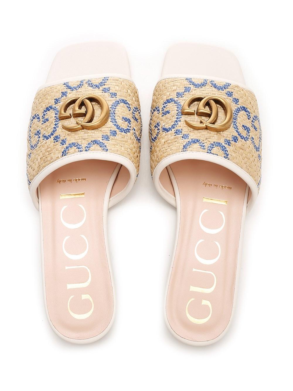 Gucci "jolie" Flat Sandal in Natural | Lyst