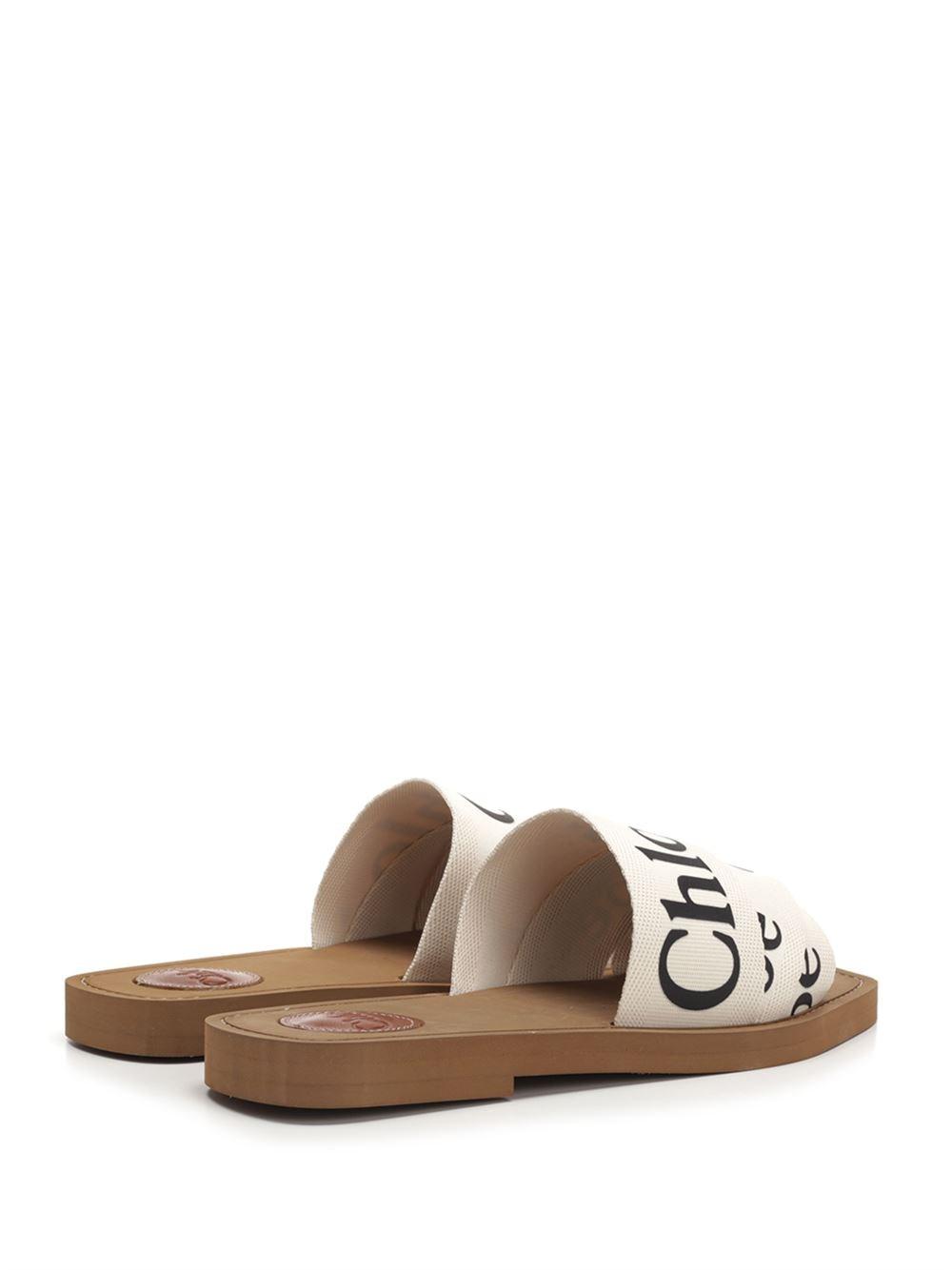 chloé canvas logo sandals