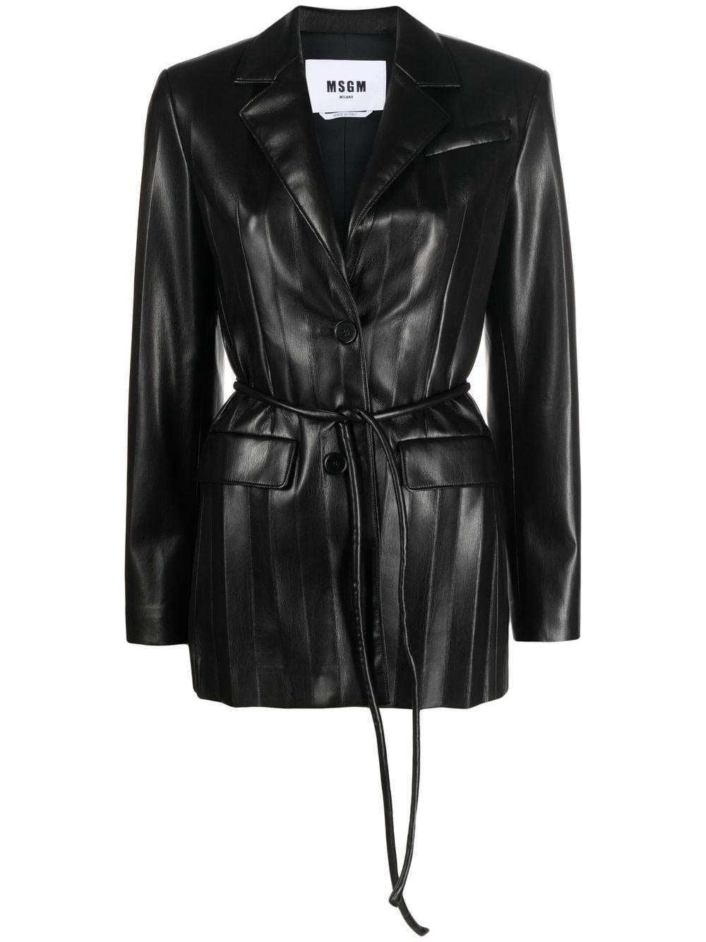 MSGM Pleated Pleated Leather Jacket in Nero (Black) - Save 27% | Lyst