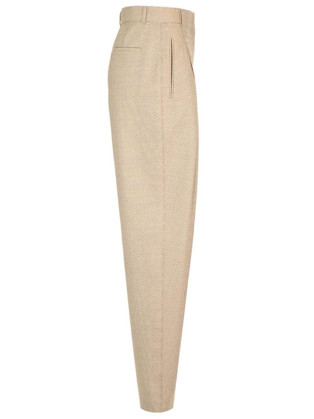 Fendi Micro Check Wool Trousers in Natural | Lyst
