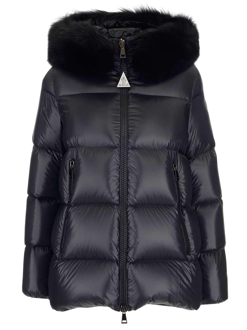Moncler Serifur Fox Fur-trim Hood Quilted Down Jacket in Black | Lyst