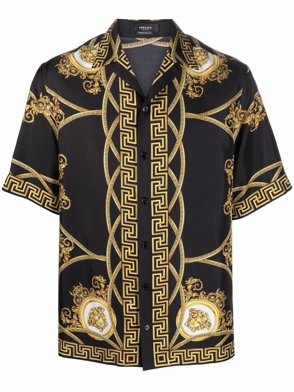 Versace La Coupe Des Dieux-print Silk Shirt in Black for Men | Lyst