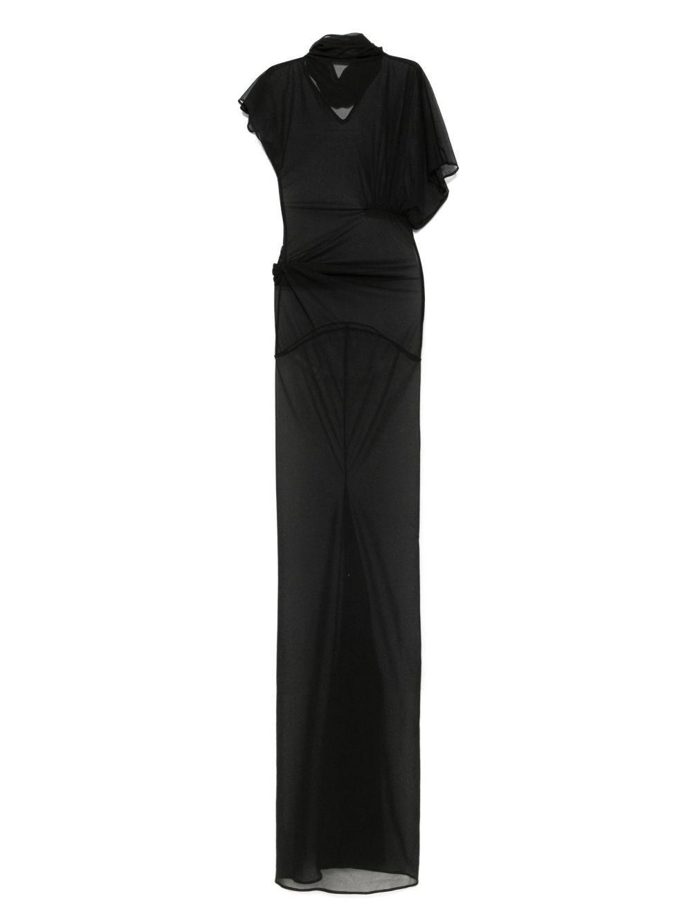 【関税&送料込】Rick Owens Lilith Long Gown Lilith sheer organza jersey gown in black - Rick Owens