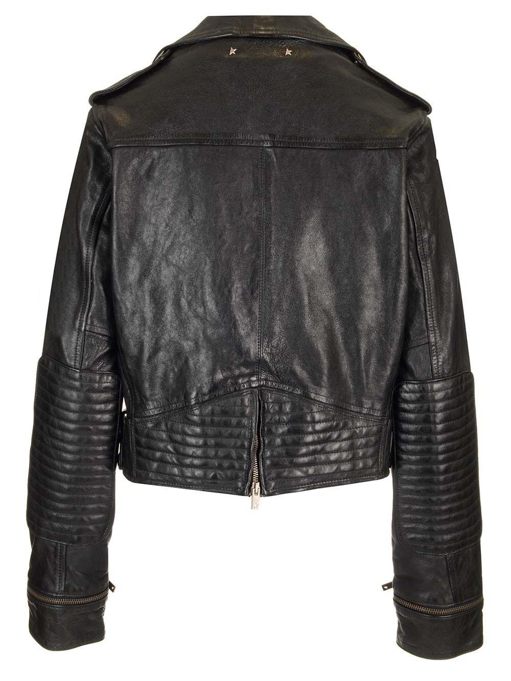 Golden Goose Leather Biker Jacket in Black | Lyst
