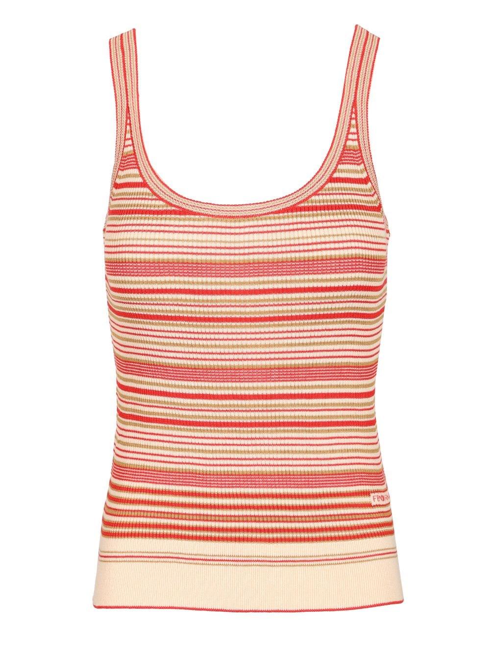Tシャツ・カットソー FENDI RIBBED COTTON TANK TOP Tank top Cotton Brown | Fendi