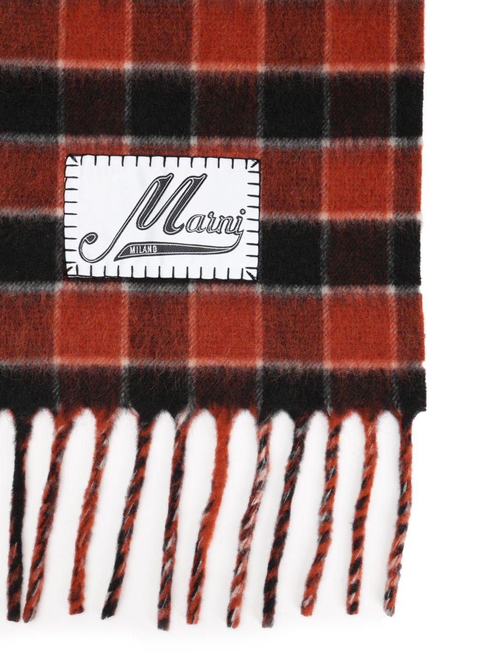 【MARNI】Color Block Long Wool-Alpaca Blend Fringe Muffler Light blue alpaca scarf | Marni