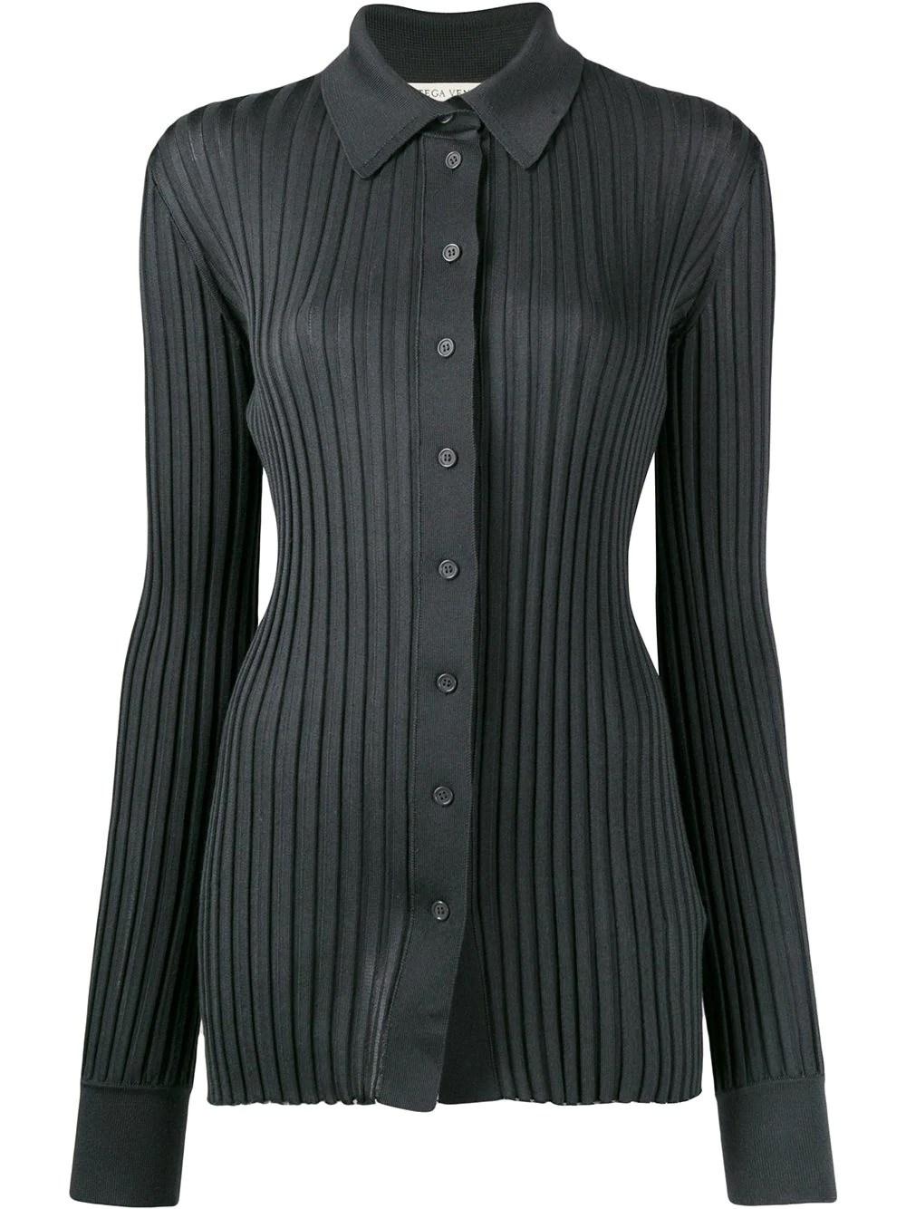 Bottega Veneta Silk Ribbed Buttoned Cardigan in Grey (Gray) - Save 11% ...