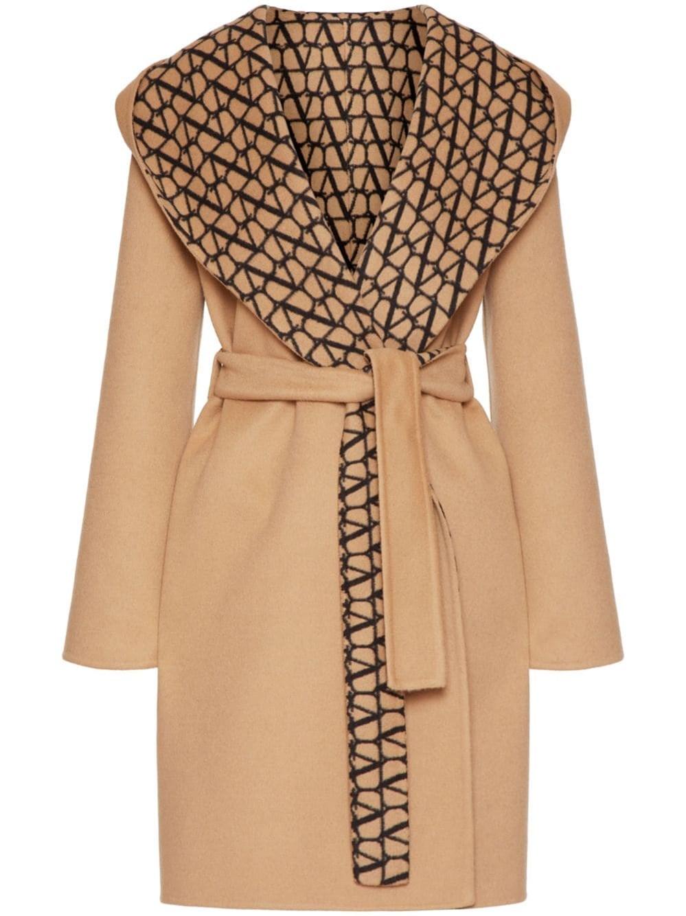 Toile Iconographe Reversible Wool Coat in Beige - Valentino