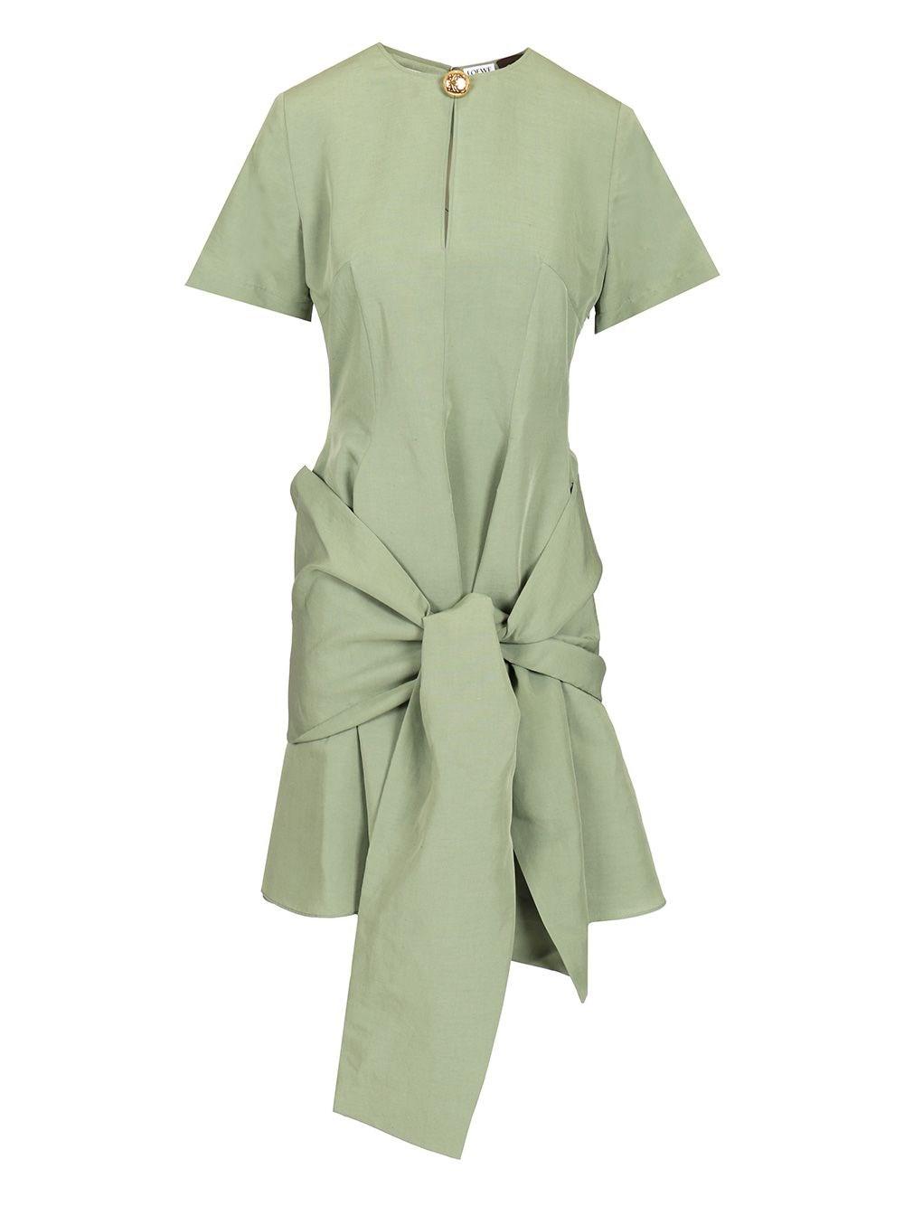 Loewe Pebble Dress In Viscose And Linen in Green | Lyst