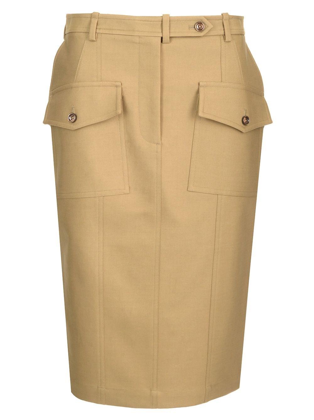 【関税&送料込】Tom Ford Stretch Cotton Twill Midi Skirt tom-ford-Beige-Stretch-Cotton-