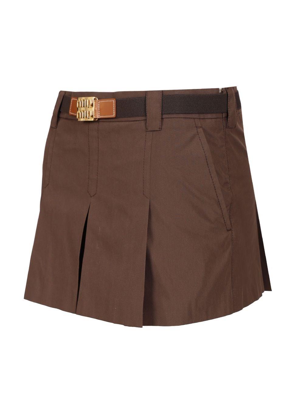 ミニスカート MiuMiu Brown cotton blend mini skirt Miu Miu - Patch Pocket Mini Skirt in Brown Miu Miu