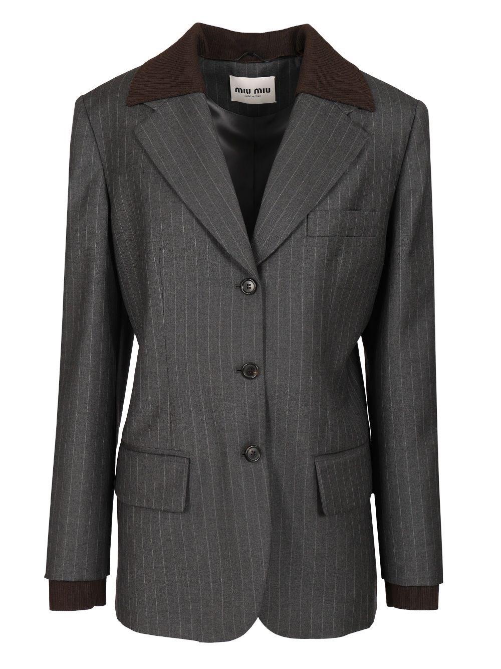 【関税&送料込】Miu Miu Single-Breasted Pinstripe Wool Blaze MIU MIU - Pinstripe Wool Blazer – The Sale Sisters